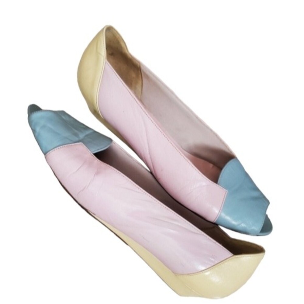 Vintage 80s Cottagecore pastel leather flats 9N - Picture 10 of 13
